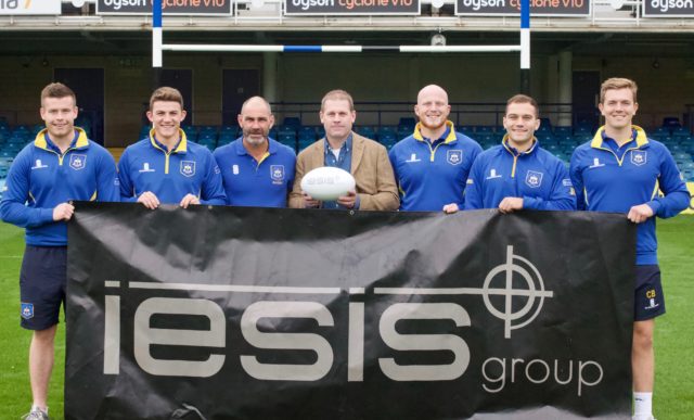 Iestyn Lewis (centre), CEO of Iesis Group, pictured with (left-right) Chris Barry, Alex Burrage, Aaron James (coach), Austin Hay, Josh Rodgers, George Maylam