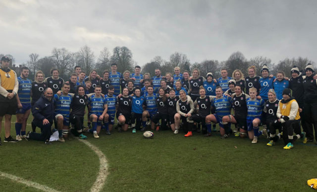 University of Bath and England Women rugby players after their training session at Bisham Abbey in January 2019