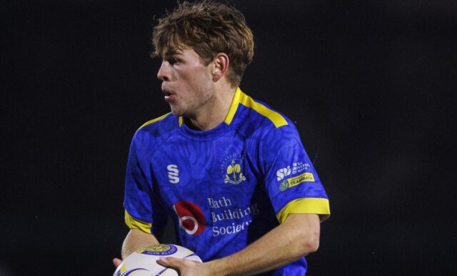 University of Bath rugby player Isaac Mears with the ball in his hands
