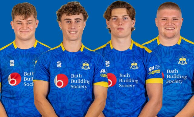 Four portrait pictures of University of Bath BUCS Super Rugby players Will Keylock, Rocky Prowse, Isaac Sprenger and Jacob Yates